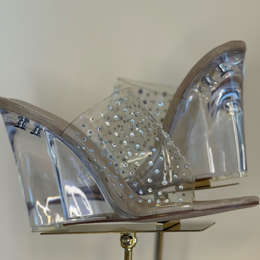 Elegant Clear Heels with Rhinestone Accents